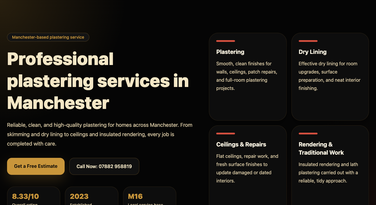 AJM Plastering website