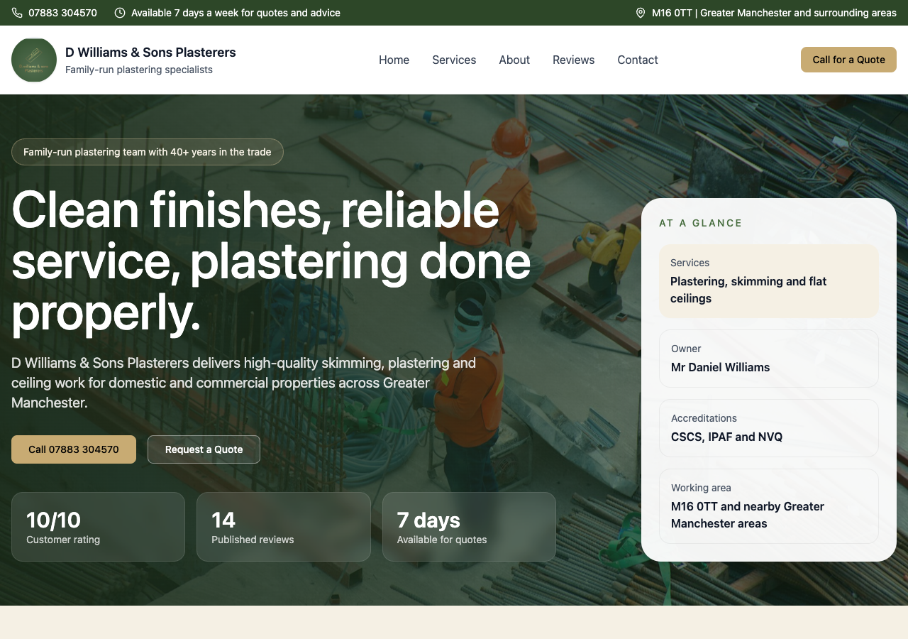 D Williams and Sons Plasterers