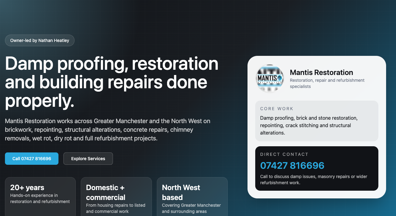 Mantis Restoration website