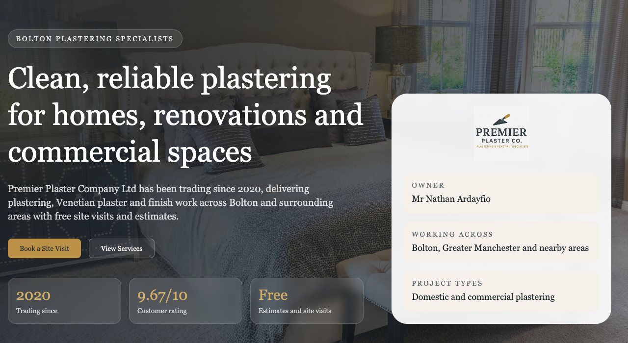 Premier Plaster website