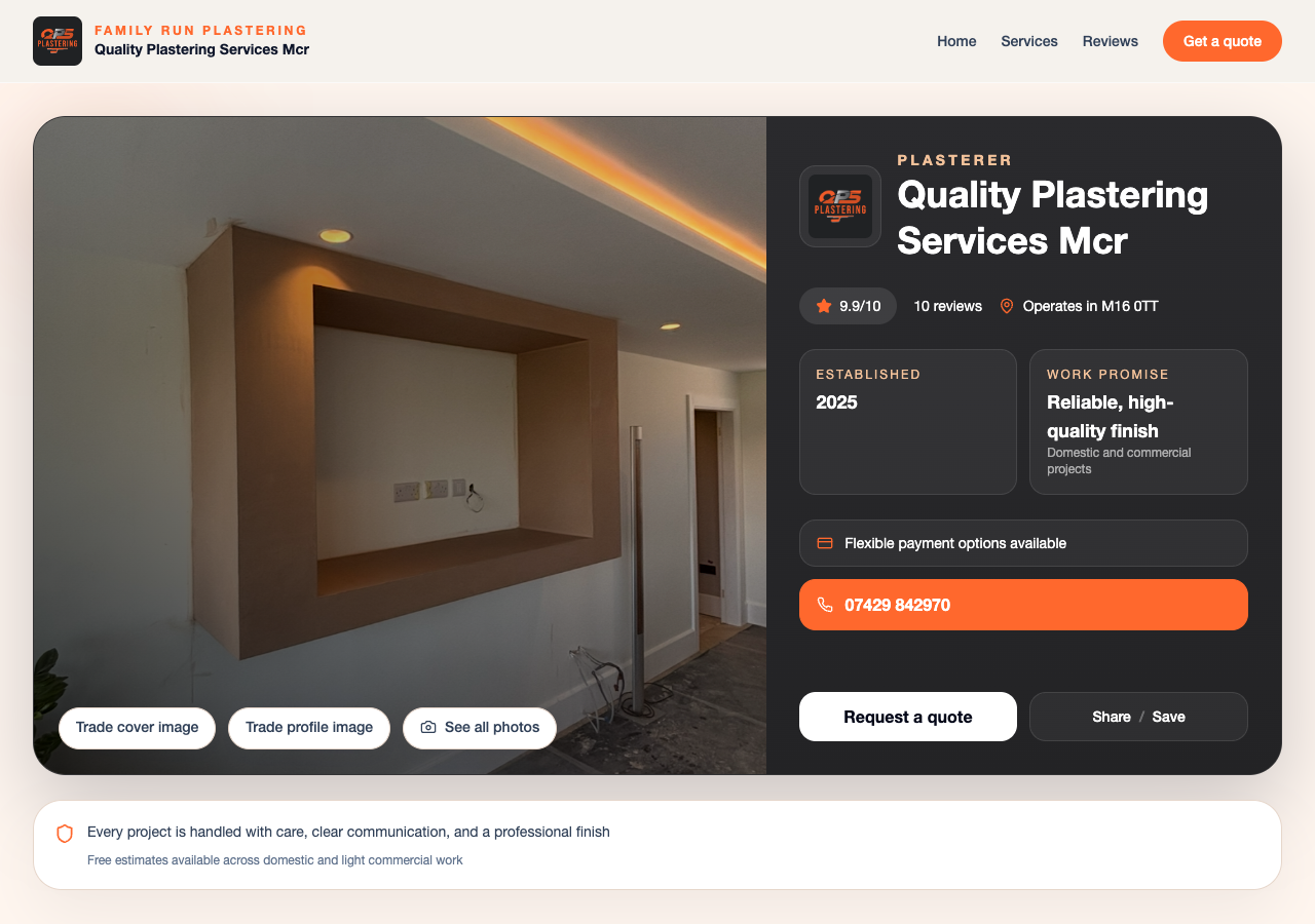 Quality Plastering Services Mcr